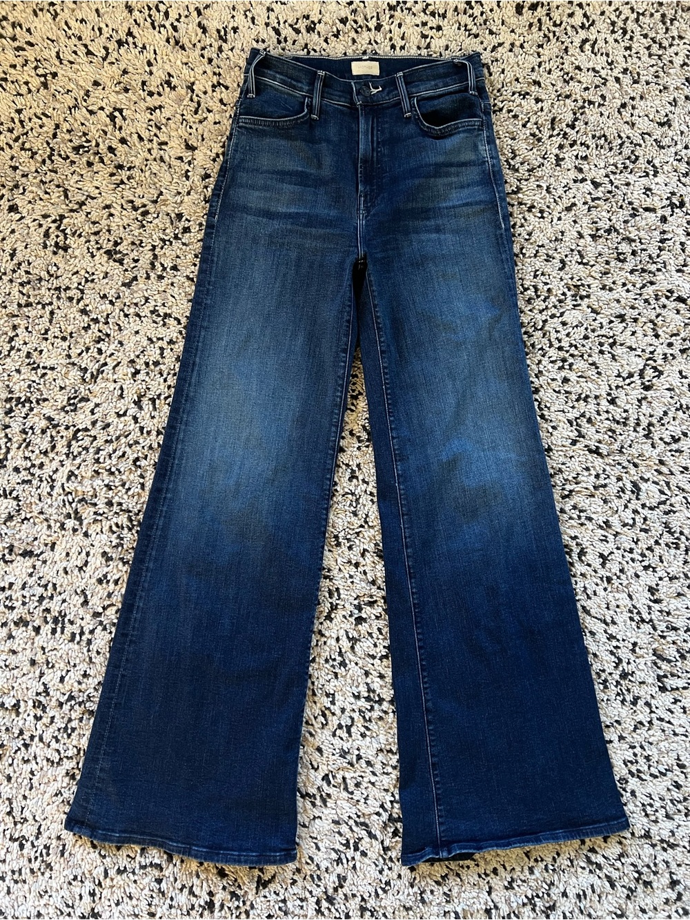 MOTHER Jeans The Hustler Roller Sneak Wide Leg High Rise Heirloom Wash Size 25